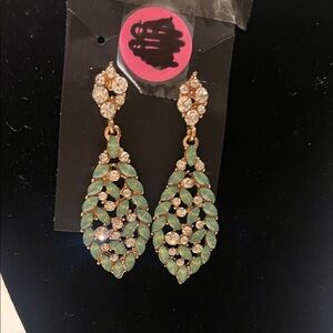 Elegant Green and Gold Drop Earrings